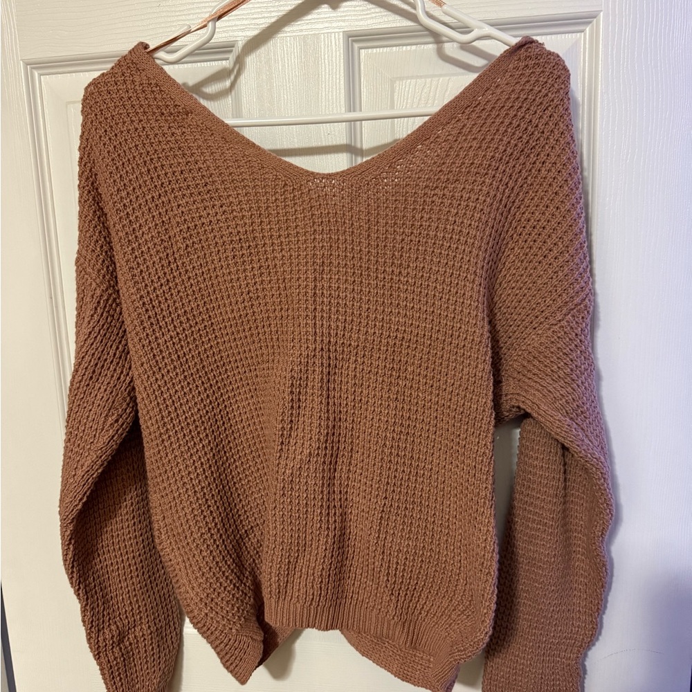 moon & madison V-Neck Brown Sweater